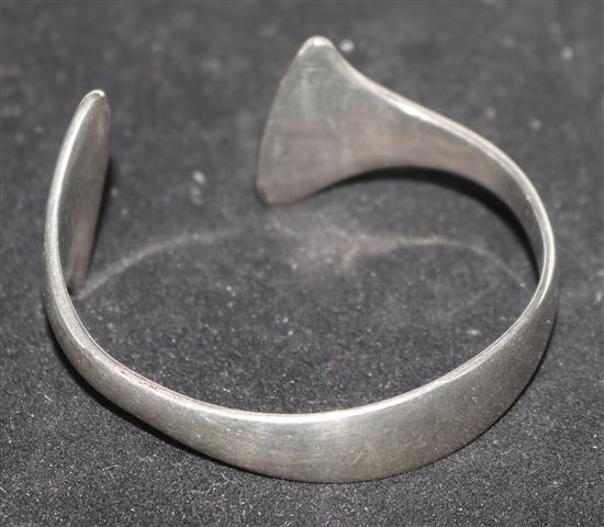 A 20th century Danish sterling silver open bangle by Hans Hansen, no. 213E.